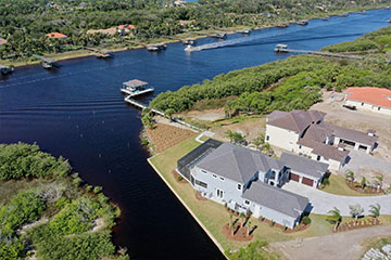 Overhead view of intracoastal home by Stoughton & Duran